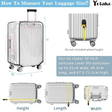 Yotako 30 Inch Clear PVC Luggage Cover Protector Durable Travel