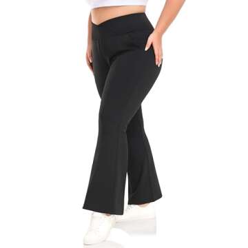 ZERDOCEAN Women's Plus Size Fleece Lined Flare Leggings Crossover High Waist Winter Thermal Yoga Bootcut Pants Bell Bottoms Black 3X