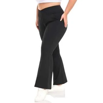 ZERDOCEAN Women's Plus Size Fleece Lined Flare Leggings Crossover High Waist Winter Thermal Yoga Bootcut Pants Bell Bottoms Black 3X