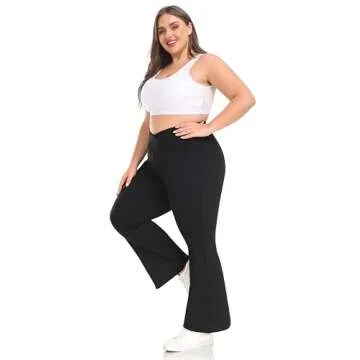 ZERDOCEAN Women's Plus Size Fleece Lined Flare Leggings Crossover High Waist Winter Thermal Yoga Bootcut Pants Bell Bottoms Black 3X