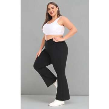 ZERDOCEAN Women's Plus Size Fleece Lined Flare Leggings Crossover High Waist Winter Thermal Yoga Bootcut Pants Bell Bottoms Black 3X