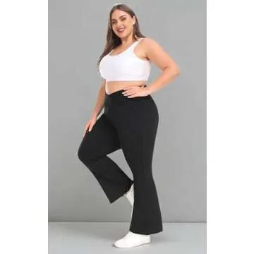ZERDOCEAN Women's Plus Size Fleece Lined Flare Leggings Crossover High Waist Winter Thermal Yoga Bootcut Pants Bell Bottoms Black 3X