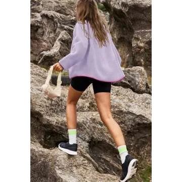 Nirovien Womens Colorblock Fleece Jacket Shawl Sherpa Jackets Fuzzy Jacket with Pockets Winter Coat for 2024(Purple Orange,S)