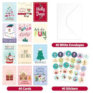 ceiba tree 40Pcs Mini Christmas Cards Lunch Box Notes for Kids Small Merry Christmas Notecard Happy ...