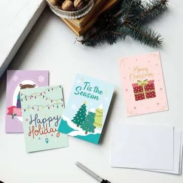 ceiba tree 40Pcs Mini Christmas Cards Lunch Box Notes for Kids Small Merry Christmas Notecard Happy Holiday Greeting Cards with Envelopes