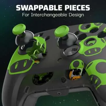 PDP REMATCH Enhanced Wired Power Nintendo Switch Pro Controller, Officially Licensed Switch Lite/OLED Compatible Gamepad, Customizable Programmable Buttons, Super Mario 1-UP Mushroom, Glow in the Dark