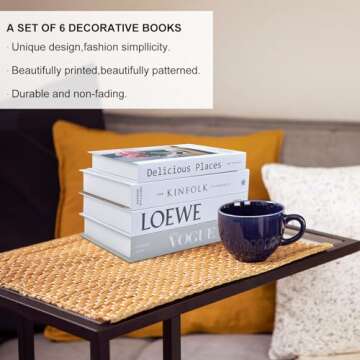 vegemash 6 Pcs Decorative Books,Fake Books for Decoration,Decorative Books for Home Decor,decoracion para sala libros decorativos,para mesa de Centro,Designer Books Decor Set,Coffee Table Books Decor