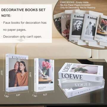vegemash 6 Pcs Decorative Books,Fake Books for Decoration,Decorative Books for Home Decor,decoracion para sala libros decorativos,para mesa de Centro,Designer Books Decor Set,Coffee Table Books Decor