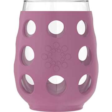 Lifefactory Wine Glass Set with Protective Silicone Sleeve, 2 Count (Pack of 1), Wisteria