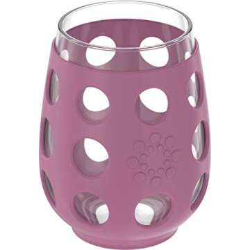 Lifefactory Wine Glass Set with Protective Silicone Sleeve, 2 Count (Pack of 1), Wisteria