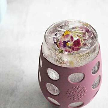 Lifefactory Wine Glass Set with Protective Silicone Sleeve, 2 Count (Pack of 1), Wisteria