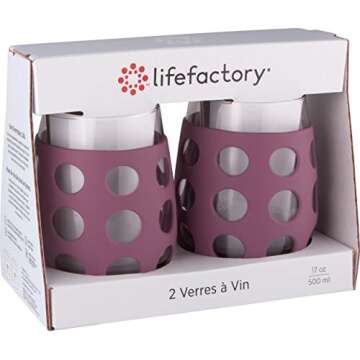 Lifefactory Wine Glass Set with Protective Silicone Sleeve, 2 Count (Pack of 1), Wisteria