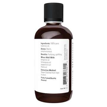 NOW Essential Oils, Rosemary Oil, Purifying Aromatherapy Scent, Steam Distilled, 100% Pure, Vegan, Child Resistant Cap, 4-Ounce
