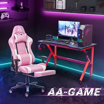 AA Products Gaming Chair Ergonomic High Back Computer Racing Chair Adjustable Office Chair with Foot...
