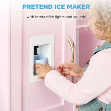 Best Choice Products Pretend Play Corner Kitchen, Ultimate Interactive Wooden Kids Playset w/Lights & Sounds, Ice Maker, Hood - Bevel Pink