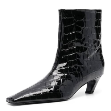 FSJ Women Square Toe Comfort Kitten Low Heel Ankle Boot Pull On Bootie Winter Faux Suede Dressy Shoe...