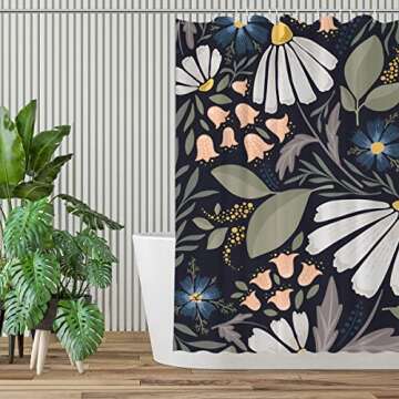Brightly Colored Floral Shower Curtain - Waterproof and Washable