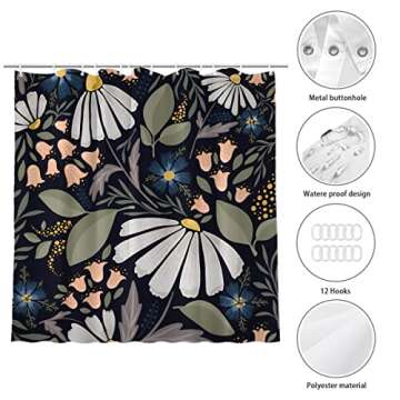 Brightly Colored Floral Shower Curtain - Waterproof and Washable