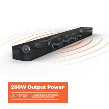 JBL Bar 300: 5.0-Channel Compact All-in-one soundbar with MultiBeam™ and Dolby Atmos®, Black