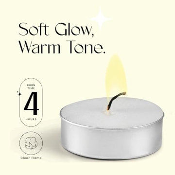 Leor & Lair Tea Lights Candles 25 Pack – 4 Hour Long Burn Tealight Candle – Paraffin Palm Wax Bl...
