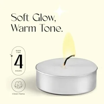 Leor & Lair Tea Lights Candles 25 Pack – 4 Hour Long Burn Tealight Candle – Paraffin Palm Wax Bl...