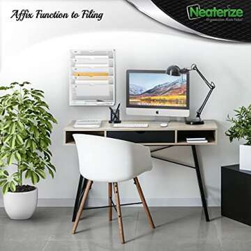 NEATERIZE Item Container, Mail Organizer for Wall, Mesh Hanging File Organizer, For Papers, Folders, Files Clipboard & Magazine Organization - Home, Office Classroom Or Doctor, Metal, White