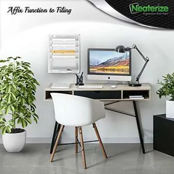 NEATERIZE Item Container, Mail Organizer for Wall, Mesh Hanging File Organizer, For Papers, Folders, Files Clipboard & Magazine Organization - Home, Office Classroom Or Doctor, Metal, White