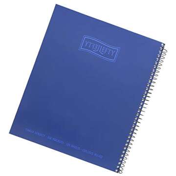 Left-Handed 3 Subject Spiral Notebooks Plain Color, Set of 4, Black & Blue