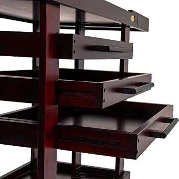 MEEDEN Art Supply Storage Cart, 5 Tier Solid Beech Wood Utility Rolling Cart with 3 Drawers, Craft O...