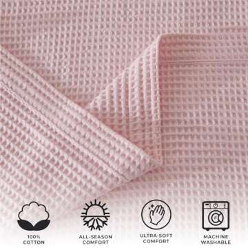 Cotton Waffle Weave Blanket - Twin Size, Lightweight Comfort