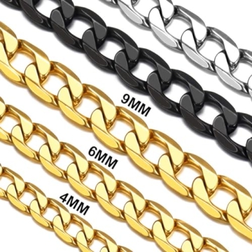 Men's Gold Curb Chain Stainless Steel 20" Inches Solid 9mm Cuban Link Chain Necklace Hip Hop Jewelry