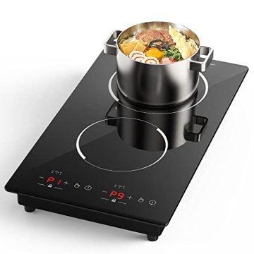 GIHETKUT Double Induction Cooktop - 2300W Efficient Electric Stove Top for Versatile Cooking