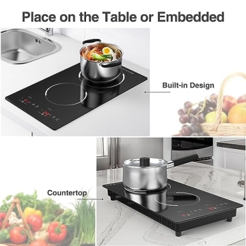 GIHETKUT Induction Cooktop 2300W Double Burner Cooking Essential