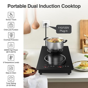GIHETKUT Induction Cooktop 2300W Double Burner Cooking Essential