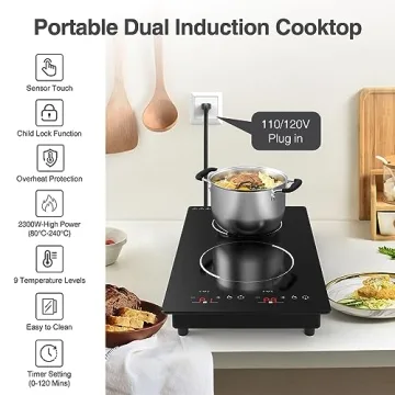 GIHETKUT Induction Cooktop 2300W Double Burner Cooking Essential