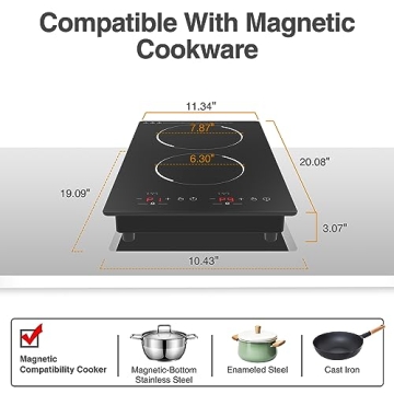 GIHETKUT Induction Cooktop 2300W Double Burner Cooking Essential
