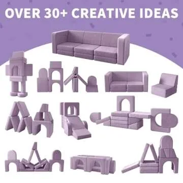 wanan Kids Couch 12PCS, Modular Kids Play Couch for Playroom Bedroom, 12 in 1 Multifunctional Kids Sofa for Playing, Creativing, Sleeping, Indoor Toddler Couch for Boys and Girls(Blueberry)