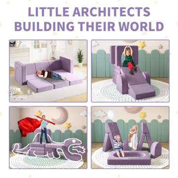 wanan Kids Couch 12PCS, Modular Kids Play Couch for Playroom Bedroom, 12 in 1 Multifunctional Kids Sofa for Playing, Creativing, Sleeping, Indoor Toddler Couch for Boys and Girls(Blueberry)