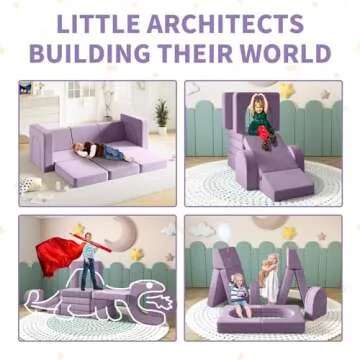 wanan Kids Couch 12PCS, Modular Kids Play Couch for Playroom Bedroom, 12 in 1 Multifunctional Kids Sofa for Playing, Creativing, Sleeping, Indoor Toddler Couch for Boys and Girls(Blueberry)