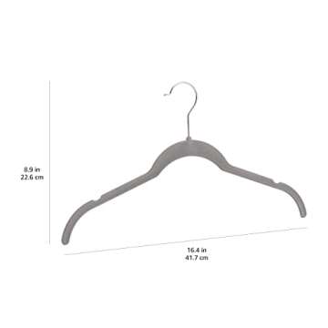 Amazon Basics Space-Saving Slim, Velvet, Non-Slip Shirt Clothes Hangers, Gray/Silver - Pack of 100