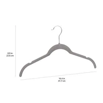 Amazon Basics Space-Saving Slim, Velvet, Non-Slip Shirt Clothes Hangers, Gray/Silver - Pack of 100