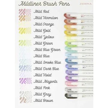 Zebra Mildliner Brush Marker - Dual Tip Pastel Colors 15 Count