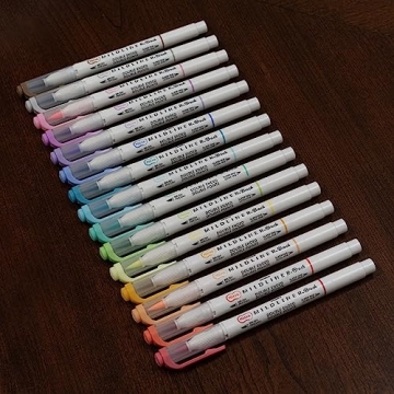 Zebra Mildliner Brush Marker - Dual Tip Pastel Colors 15 Count