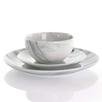 Elama Marble Dinnerware Set - 16 Piece Elegant Tableware
