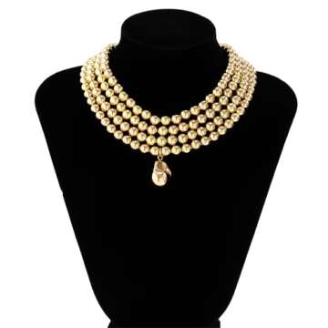 Punk Layered Chunky Bead Collar Choker Necklace for Women - Statement Hip Hop Jewelry