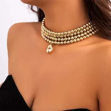 Punk Layered Bead Choker Necklace for Women | Gift Ready