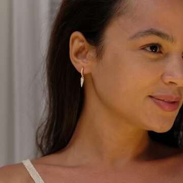 VACRONA Gold Hoop Earrings - Spike Huggie Dangle Earrings for Women