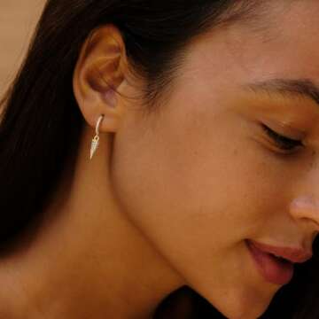 VACRONA Gold Spike Huggie Hoop Earrings for Women 14K