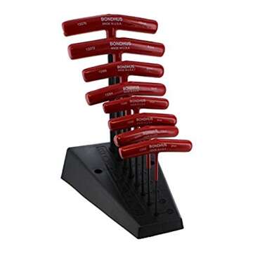 Bondhus 13389 Set of 8 Hex T-handles w/Stand, sizes 2-10mm, Multicolor, One Size