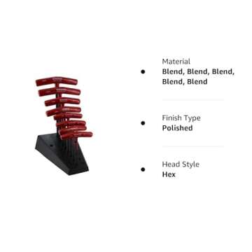 Bondhus 13389 Set of 8 Hex T-handles w/Stand, sizes 2-10mm, Multicolor, One Size